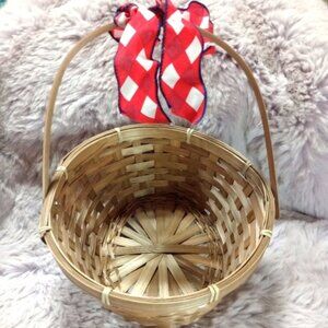 Small brown Home Goods countrycore oval wicker basket bow and movable handle